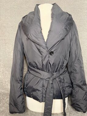 BCBGMaxAzria Dark Gray Belted Puffer Jacket